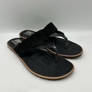 Sorel Ella II Women's Black Easy Flip Flop Thong‎ Sandals Size 9.5
